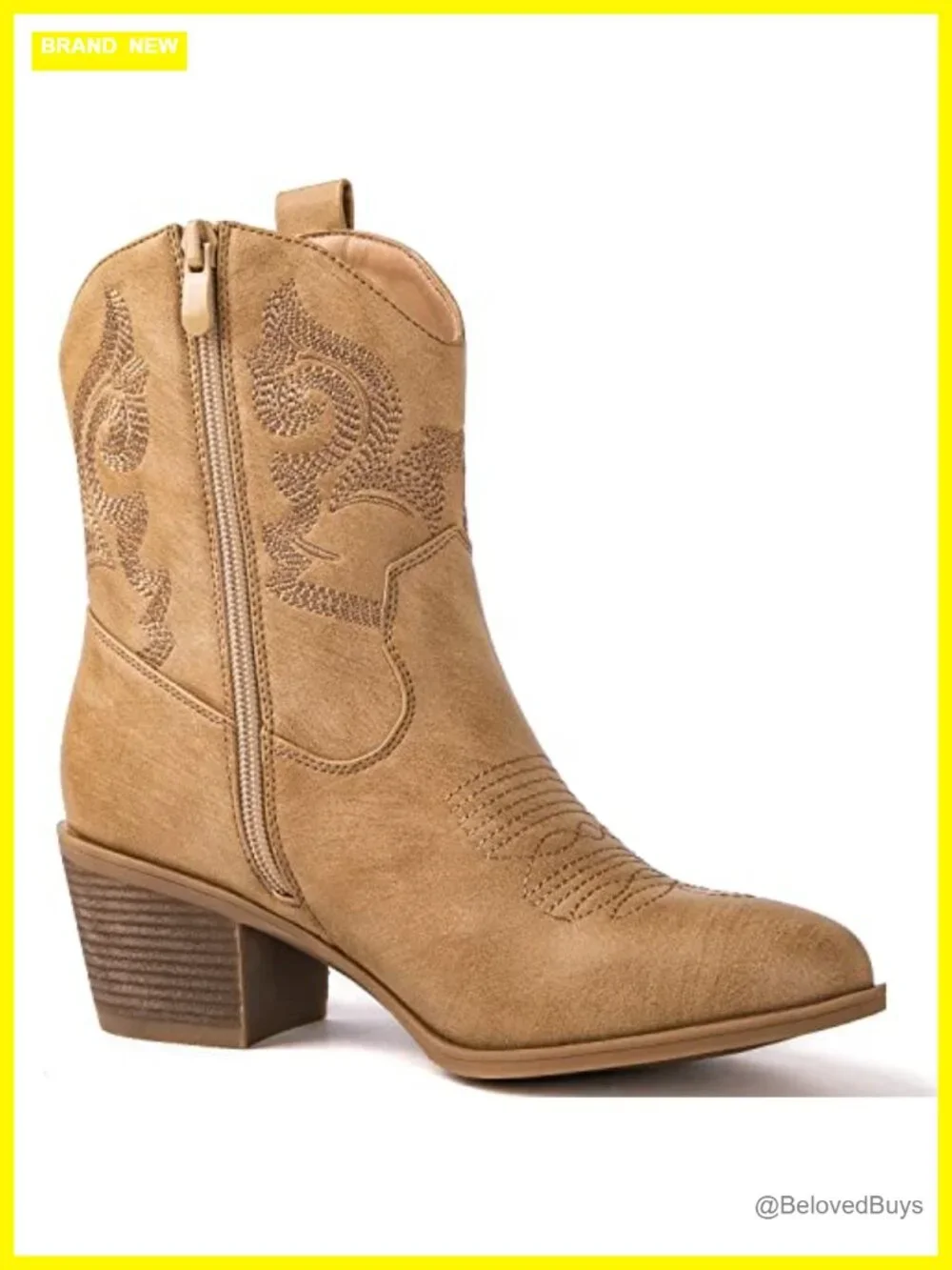 Women's Classic Round Toe Western Ankle Booties with Cushioned Insole and 2